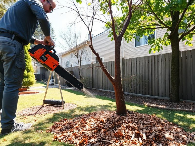 Fall leaf cleanup underway in a Toronto backyard